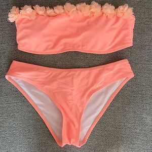 NWOT Coral Bandeau Bikini Set